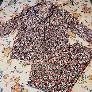 Kate Spade Black and Pink Floral Pajama Set